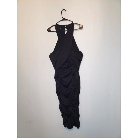 Grace Karin Dresses & Skirts - Grace Karin Women 2XL Dress Black Bodycon Ruched Stretchy Criss Cross Halter NWT